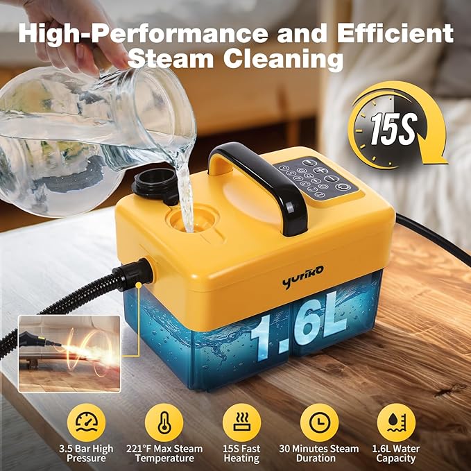 Handheld Steam Cleaner for Home, 6-Level Adjustable, 15s Heat-Up, One Touch - Image 3