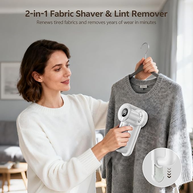 Rechargeable Fabric Shaver, 2-in-1 Lint Remover - Image 2