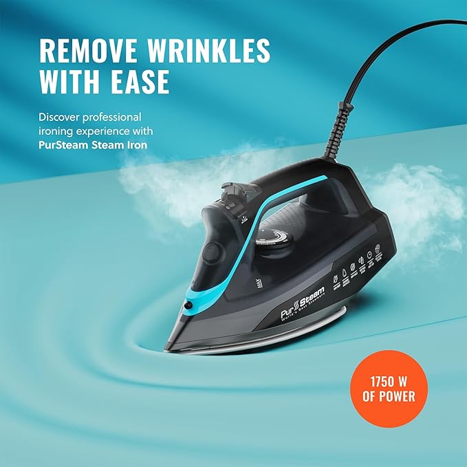 Pursteam SteamBurst+ 1750W Steam Iron, Ceramic Soleplate, Adjustable Steam - Image 2