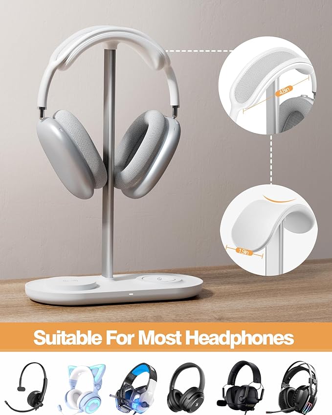 Universal Headphone Stand, Magnetic Wireless Charger - Image 2