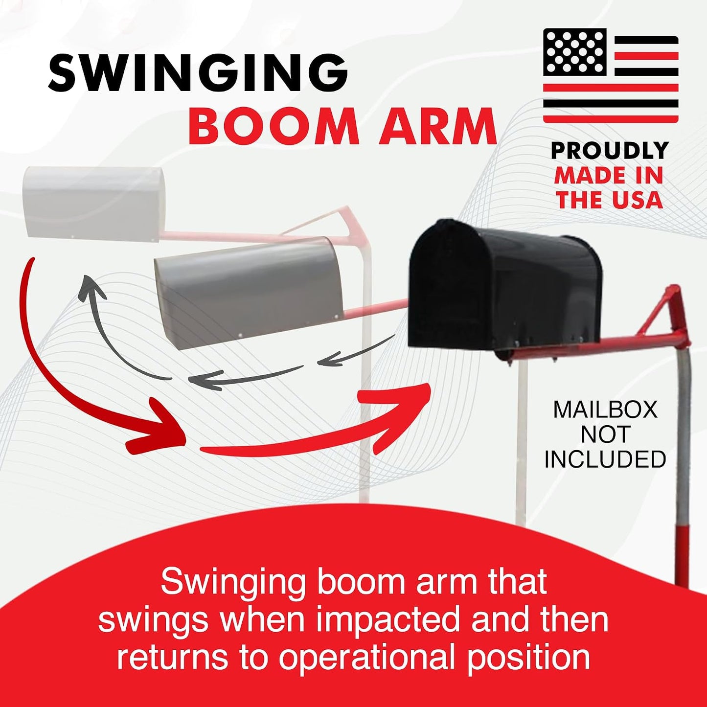Mailbox Support Post with Swinging Boom Arm, No Dig Post, Galvanized Steel, Ideal for Both Rural and Residential, for All Mailbox Sizes (Accessories Sold Separately), 40 inch (Black)
