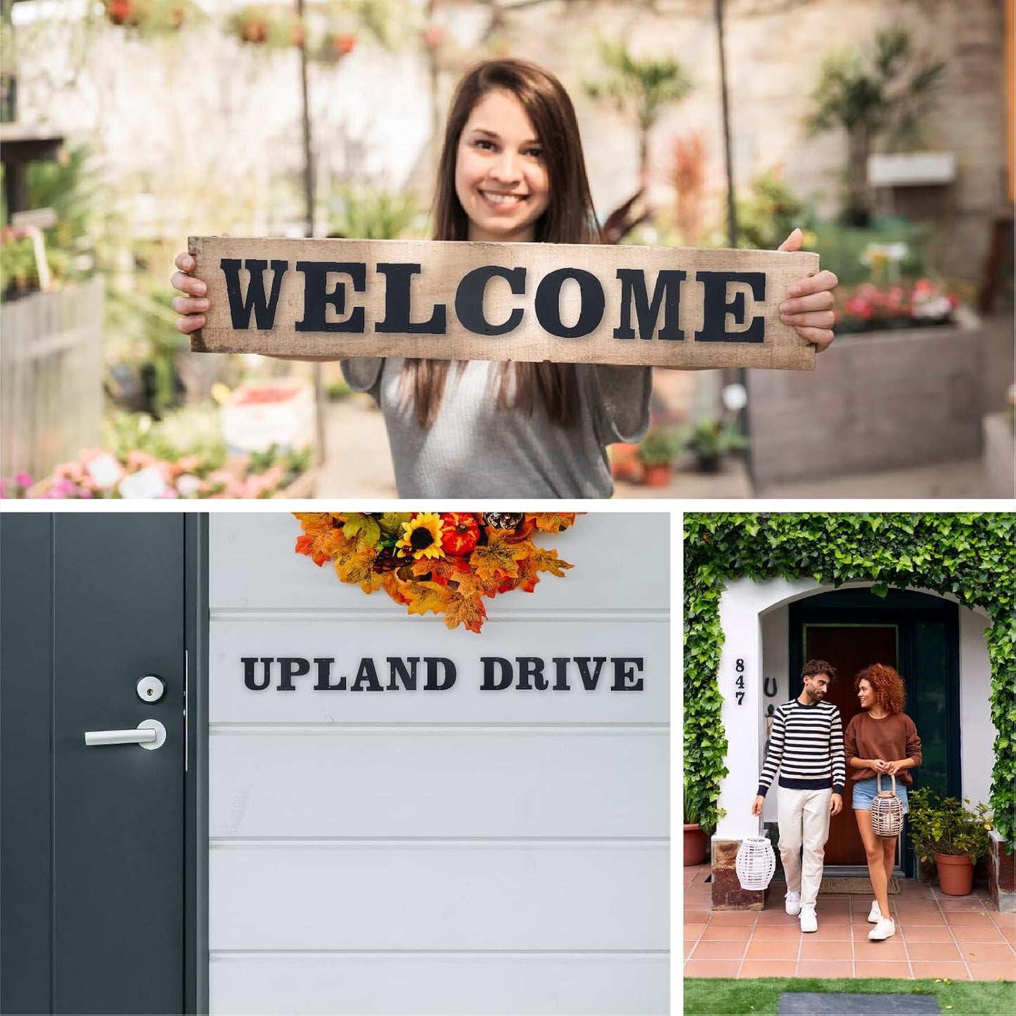 12 Inch 3 PCS Custom House Numbers for Outside Signs – Coated Address Letters for Garden, Door, and Mailbox Decoration, House Letters for Outside with Easy Installation Nail Kit