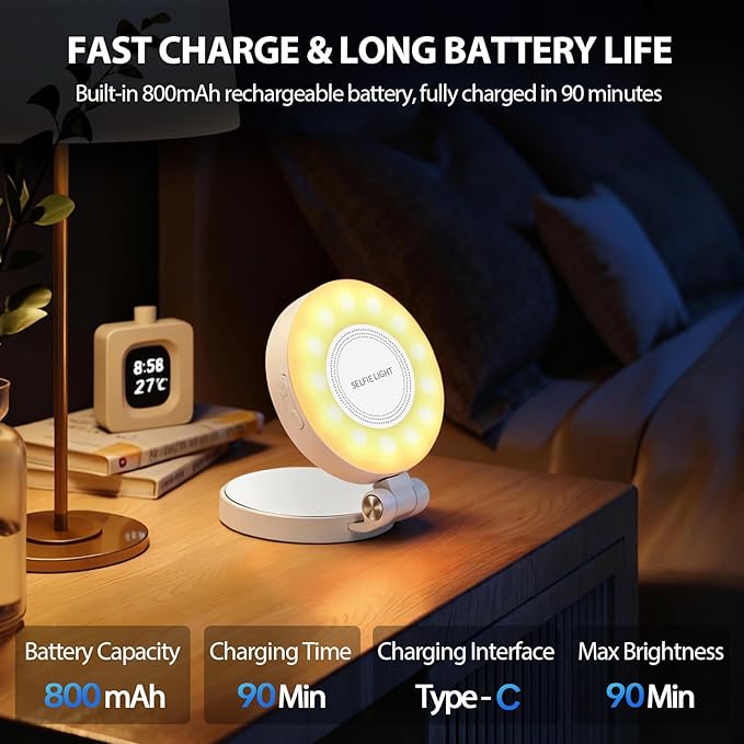 CMUBH Magnetic Selfie Light for MagSafe iPhone: 3 Light Modes, Rechargeable - Image 5