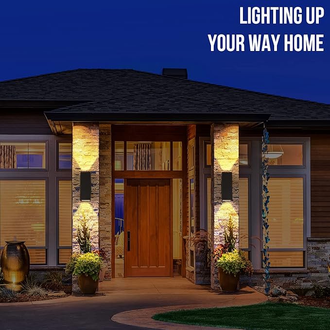 wowlite Outdoor Wall Lights Dusk to Dawn Sensor, 2700K Warm LED Up Down Sconce - Image 6