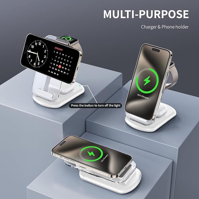 2026 Traveling Wireless Mag-Safe Fast Charging Station, Magnetic 3 in 1 Charger - Image 3