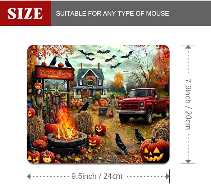 Halloween Pumpkin Lanterns Square Mouse pad, Waterproof, Anti Slip Rubber Base - Image 2