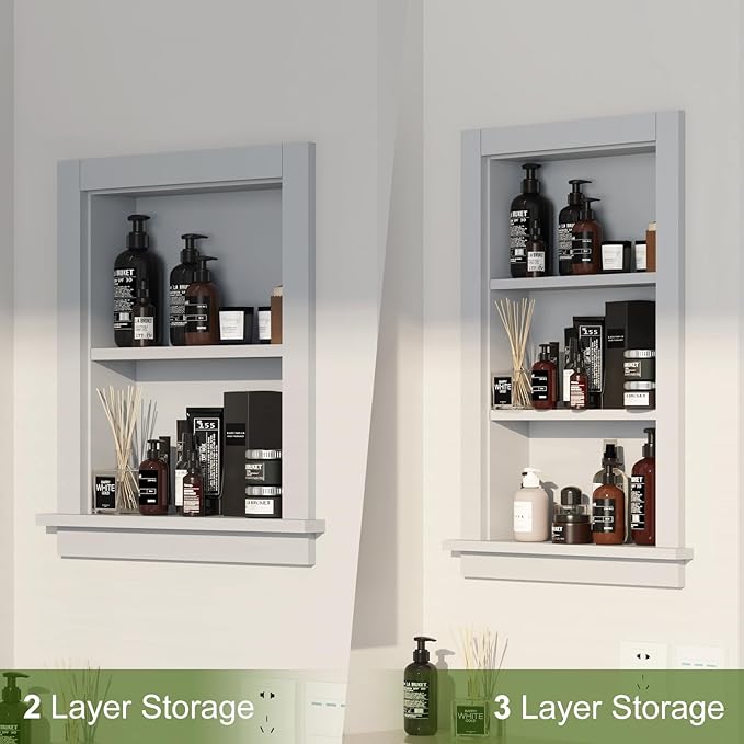 Recessed Medicine Cabinet, in Wall Shower Niche, 14x24 Bathroom Cabinet - Image 7