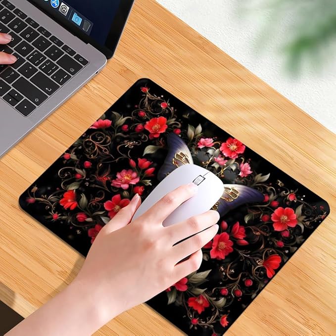 Black Butterfly Square Mouse pad, Waterproof, Anti Slip Rubber Base, Computer - Image 7