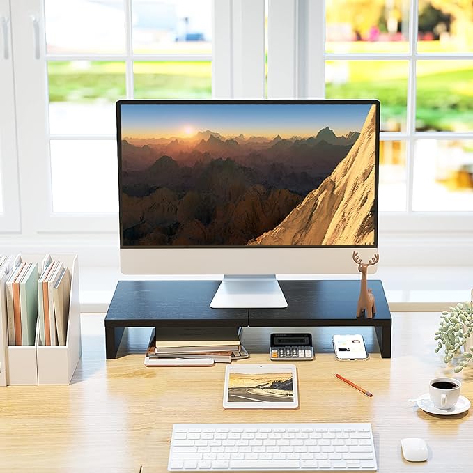 TEAMIX 20 Inch Monitor Stand Riser, Wood Monitor Riser - Image 2