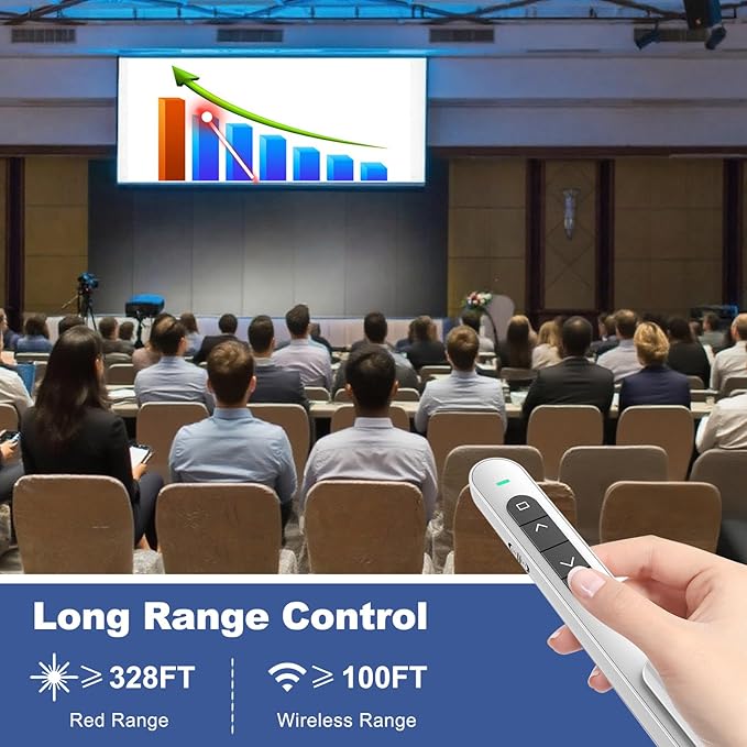 QUI Presentation Clicker for PowerPoint, RF 2.4GHz USB C Wireless Presenter - Image 6