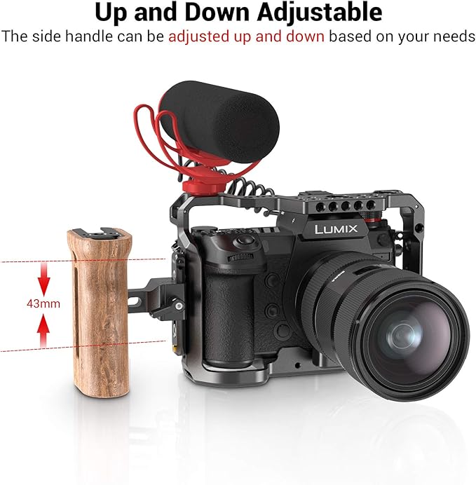 SmallRig Universal Side Wooden NATO Handle Grip DSLR Camera Cage w/Cold Shoe - Image 3