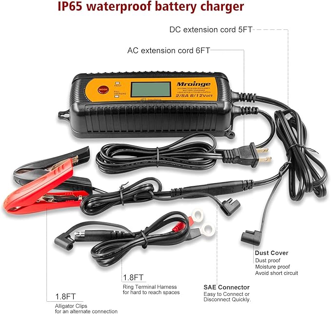 Car Battery Charger, Mroinge 5A 6V/12V Fully Automatic Smart Charger, Battery - Image 6