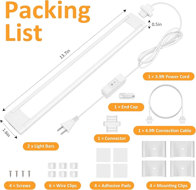 maylit Under Cabinet Lighting Plug in, Renter Friendly Lamp, Wired 110V 120V - Image 7