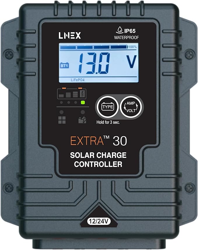 LNEX Solar Charge Controller Waterproof, 30A Solar Panel Regulator by LNEX