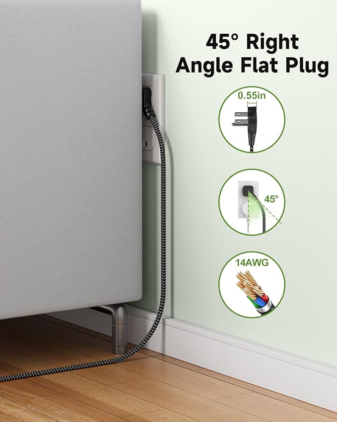 Power Strip Surge Protector- 5FT Flat Plug Extension Cord, 8 AC Outlet& 6 USB - Image 5