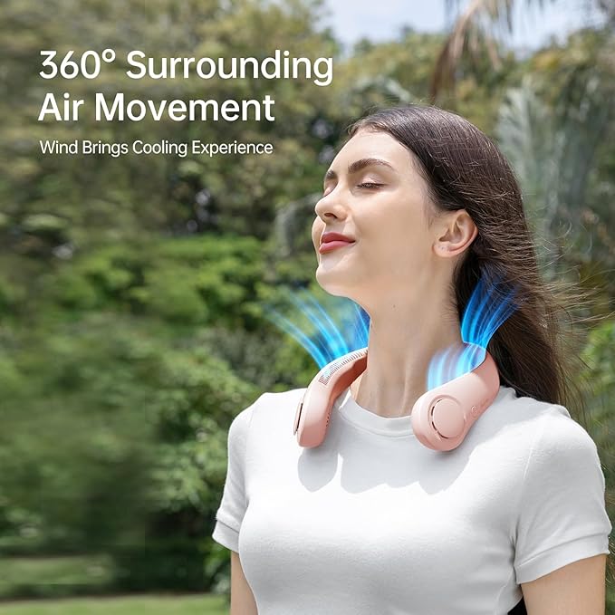 JISULIFE Portable Neck Fan, Hands-Free Bladeless, 5 Speeds, 4000 mAh Battery - Image 2