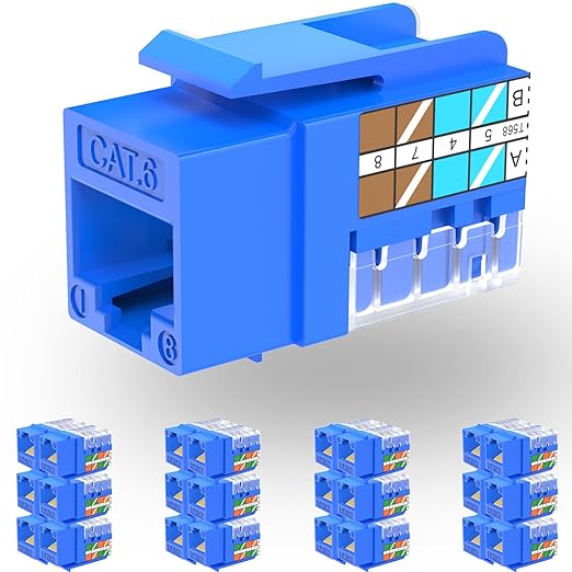 Rapink RJ45 Keystone Jack Cat6 10G Support, Cat6 Keystone Jacks UTP 10 Pack by Rapink