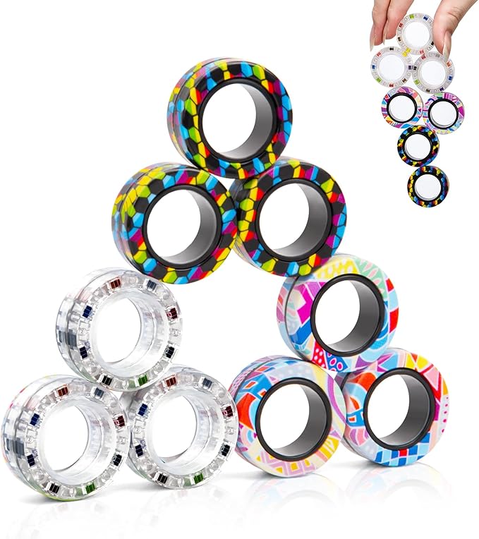 9Pcs Magnetic Rings Fidget Toys - Image 3