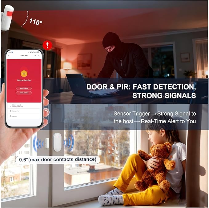 150W Wireless Security System for House, WiFi Door/Window Sensors Alarm System - Image 6