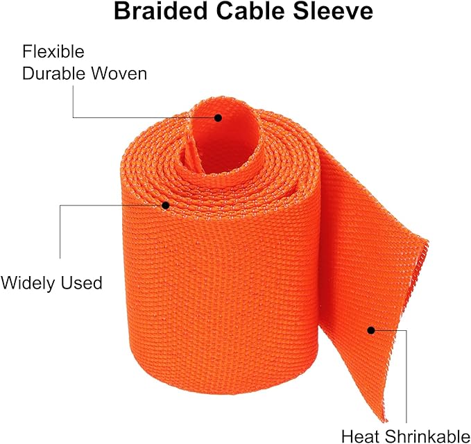 MECCANIXITY Braided Cable Sleeves Heat Shrinkable Fabric Sleeving, 1 9/16" 3ft - Image 4