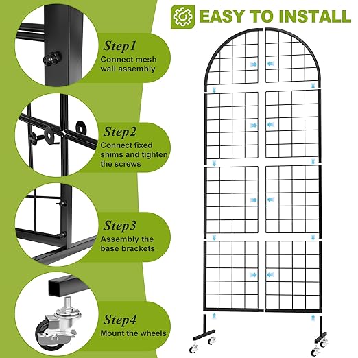 VGMiu Grid Wall Panel 1PCS Display Stand 2' x 5.2' FT Black Grid Wall Panels - Image 3