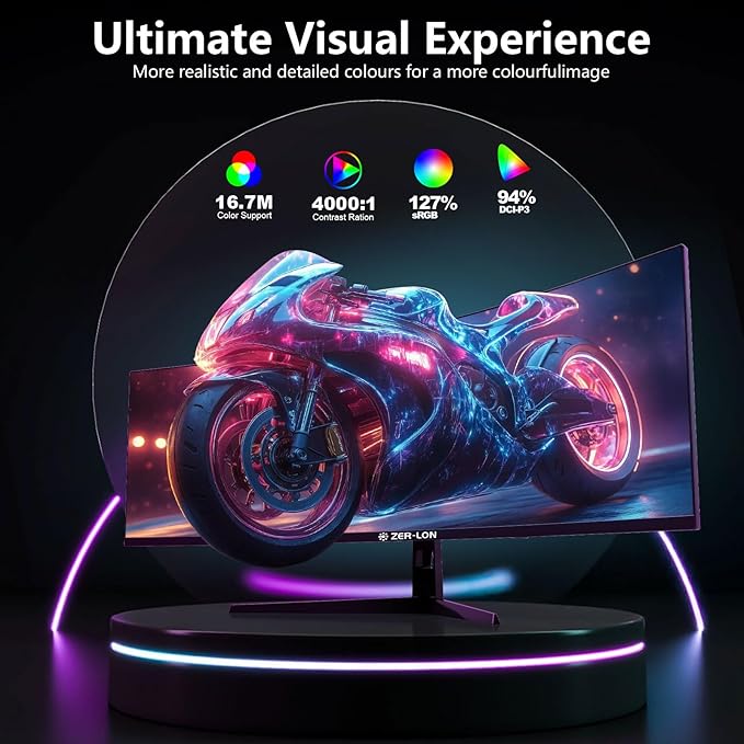ZER-LON 49" Curved Gaming Monitor 165Hz 1500R 32:9 Daul QHD 5120 x 1440 - Image 3