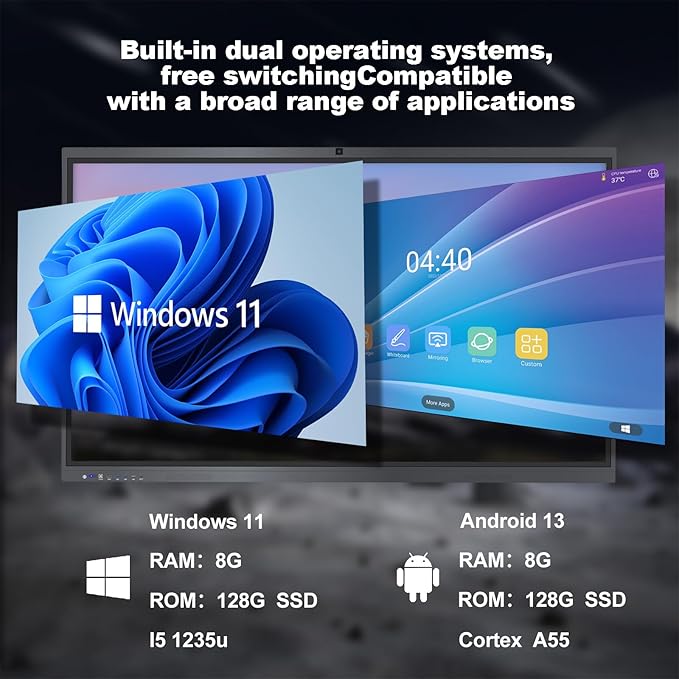 ZPNUZDU Smart Board, 4K UHD Touch Screen Open Dual System Smart Whiteboard - Image 3