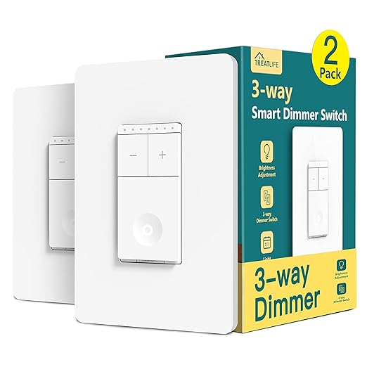 TREATLIFE 3 Way Smart Dimmer Switch 2 Pack, 2 Master Dimmer Switch Compatible by TREATLIFE