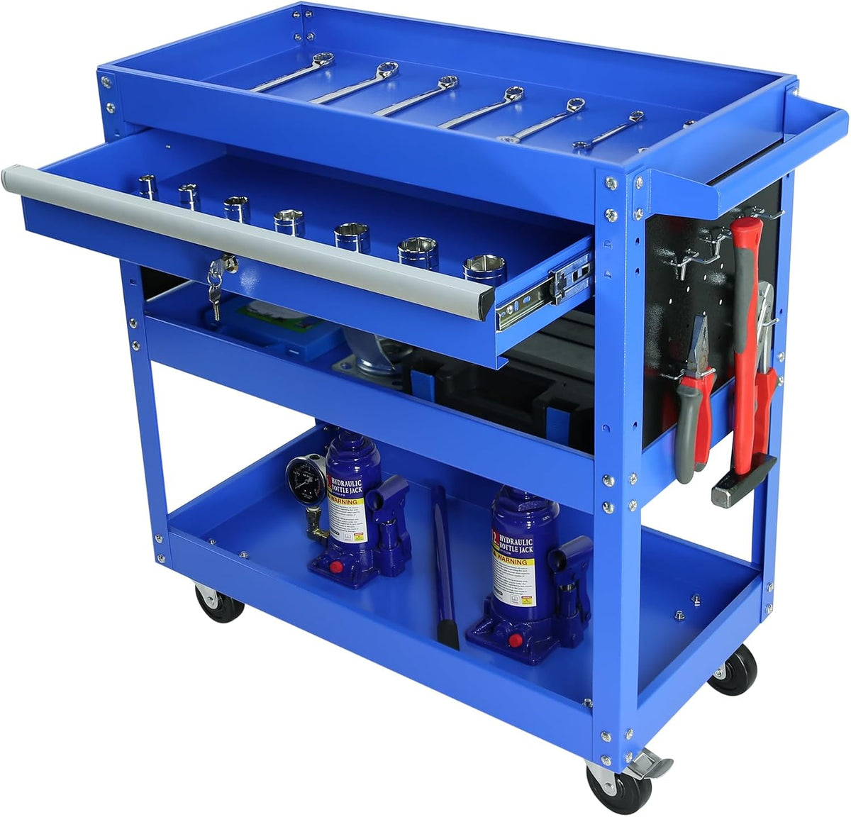 tool chest with wheels, 3-tier rolling tool box, main product view