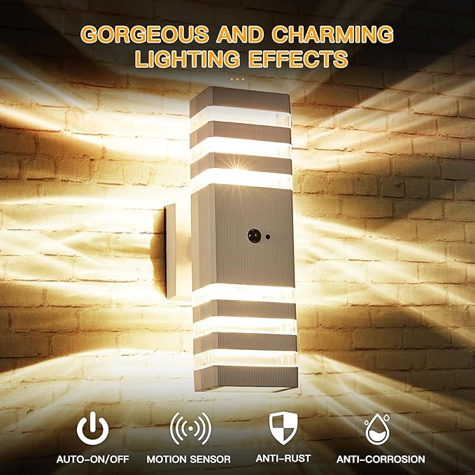 2 Pack Motion Sensor Outdoor Wall Lights - Image 7