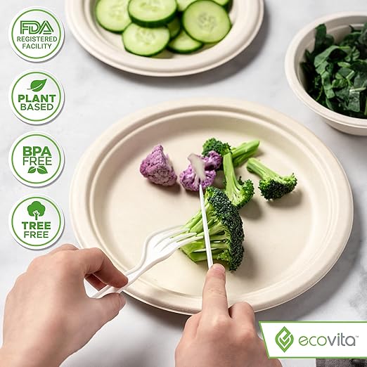 Ecovita 100% Compostable Forks Spoons Knives Cutlery Combo Set - Image 5