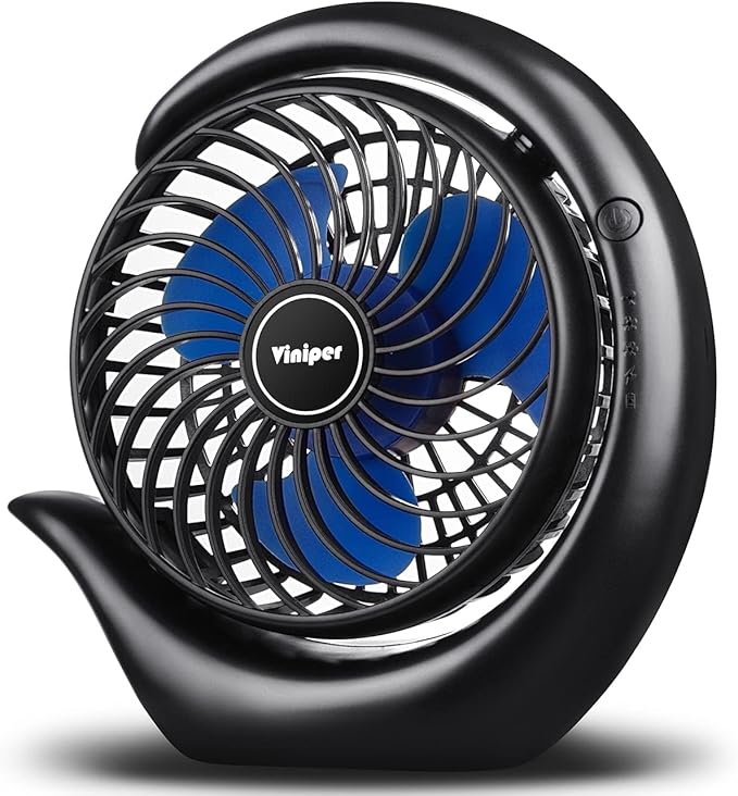 Viniper Portable Rechargeable Fan, Small Desk Fan : 3 Speeds & 8-24 Hours by ViniperUSA