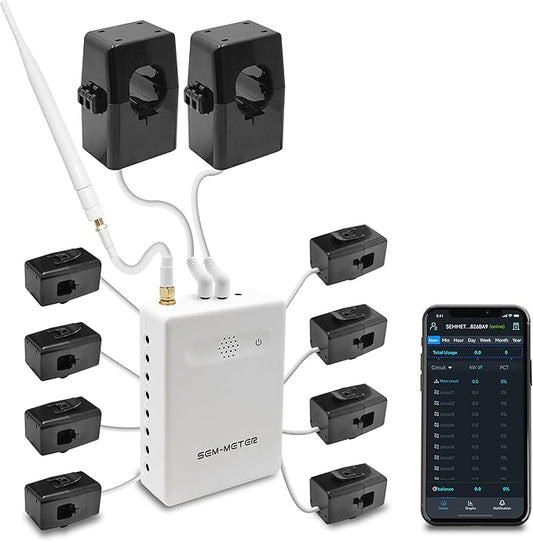 Smart Home Energy Monitor with 8 50A Circuit Level Sensors, Measure Power Usage by Fusion+Energy