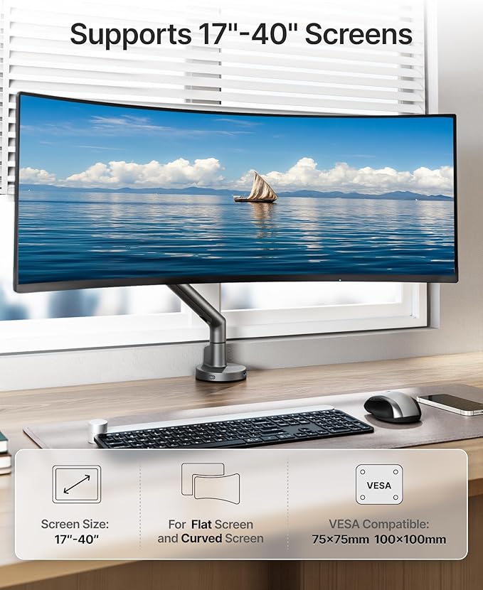 monTEK Single Monitor Arm with USB - Image 2