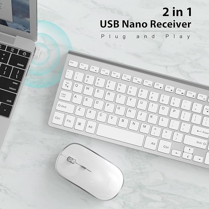 J JOYACCESS Wireless Keyboard and Mouse, Slim Wireless Keyboard Mouse - Image 2