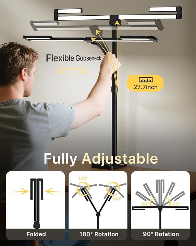 ONEMIX 42" LED Desk Lamp for Home Office, Eye-Caring Desk Light - Image 2