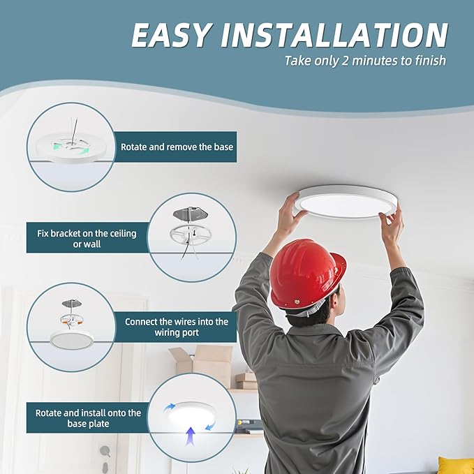 TOPELER 12 Inch Flush Mount Ceiling Light, 5 Color Temperatures Selectable - Image 7