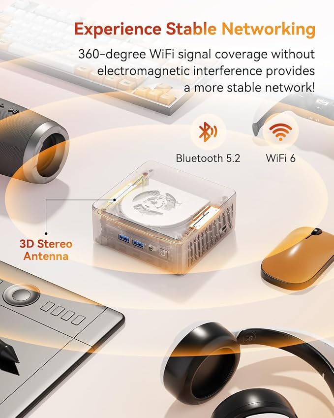 GEEKOM A5 Mini PC with AMD Ryzen 5 7430U, 3-Year Coverage, 16GB RAM&512GB M.2 - Image 9