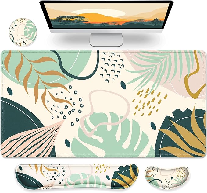 Gimars 4 in 1 Mouse Pad and Keyboard Wrist Rest Set, Large Mouse Pad by Gimars