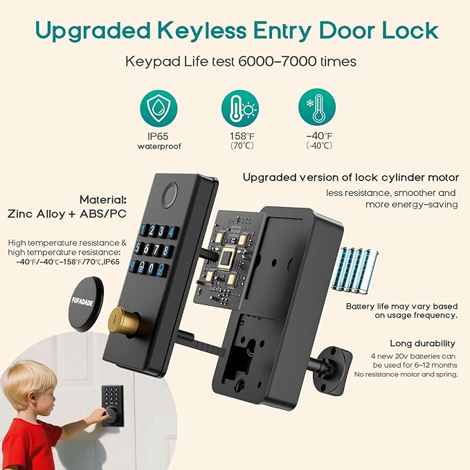 Keyless Entry Door Lock Deadbolt, Upgraded Electronic Deadbolt Smart Lock - Image 3