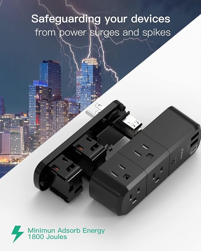 USB Outlet Extender Surge Protector - - Image 4