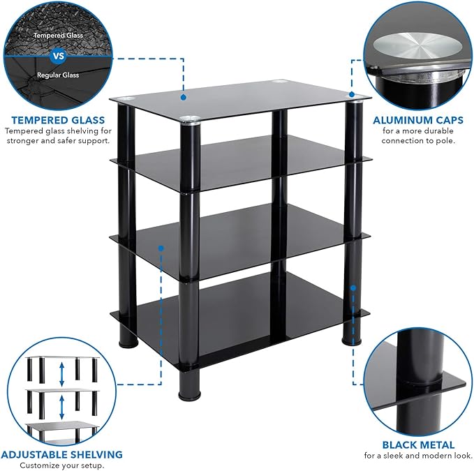 Mount-It! Tempered Glass AV Component Media Stand, Audio Tower and Media Center - Image 6