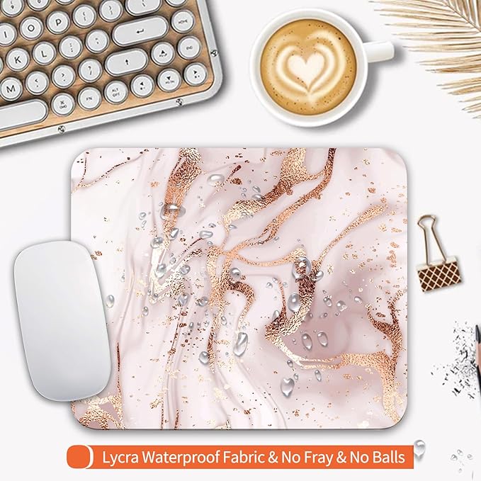 Armanza Square Mouse Pad Rose Gold Marble, Personalized Premium-Textured Custom - Image 3