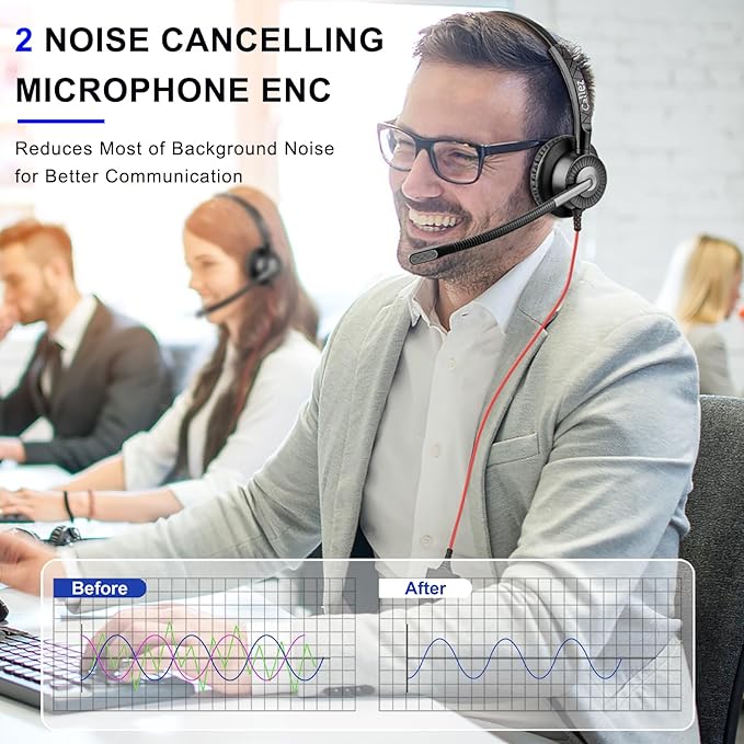 Callez Wired USB Headset with ENC Dual Noise Cancelling Mics, On-Ear Computer - Image 2