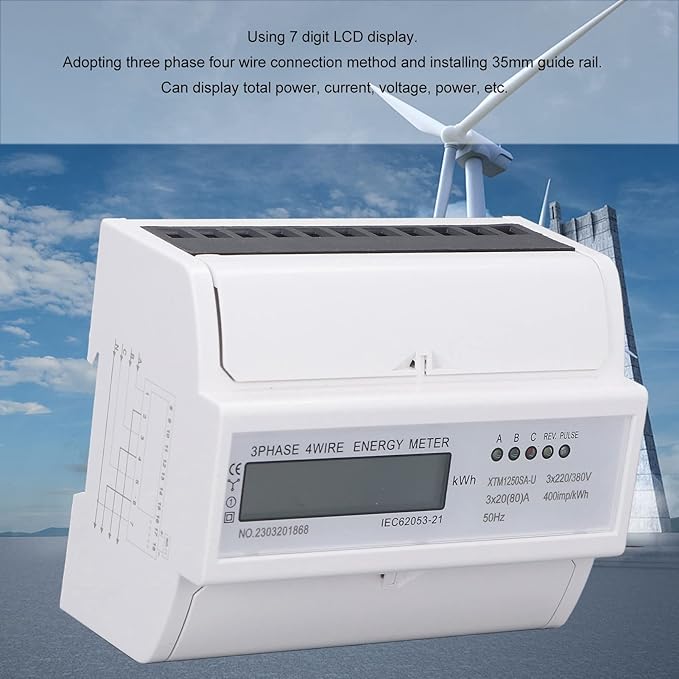 Tyenaza Electric Meter, 3 Phase 4 Wire 7P LCD Digital Display DIN Rail Mount - Image 7