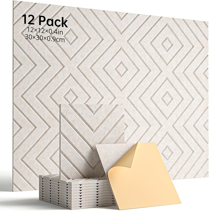 Woovio Sound Proof Foam Panels for Walls, 12 Pack Self-Adhesive Acoustic Panels by Woovio
