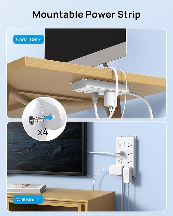 TROND Power Strip Surge Protector, 7 Widely Spaced Outlets - Image 6