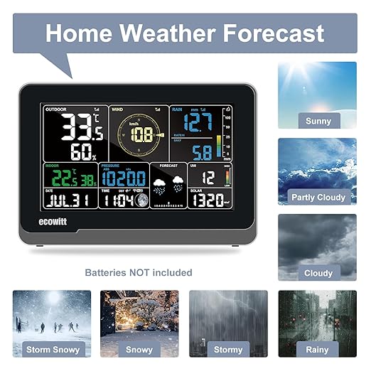ECOWITT WS3901 Wi-Fi Weather Station Kit, Includes WS3900 7.5'' Colored LCD - Image 6