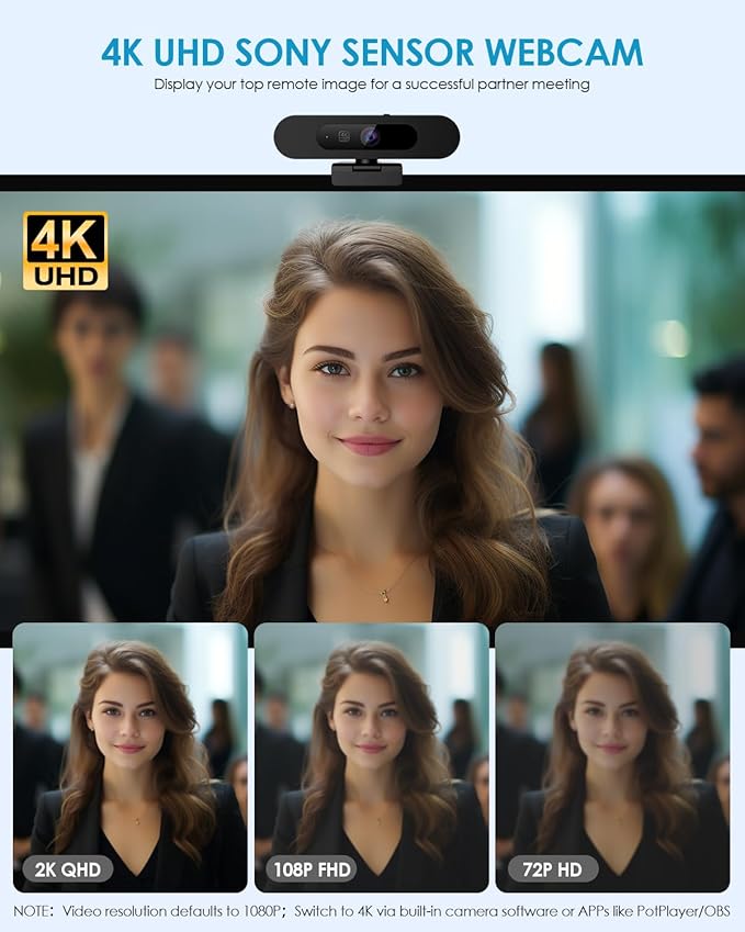 MOERTEK 4K Webcam for PC, Ultra 4K HD, AI Auto Framing, Webcam for Streaming - Image 5