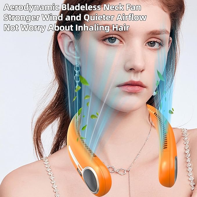Portable Neck Fan, Hands Free Personal Wearable Bladeless Fan, 6000mAh USB - Image 6